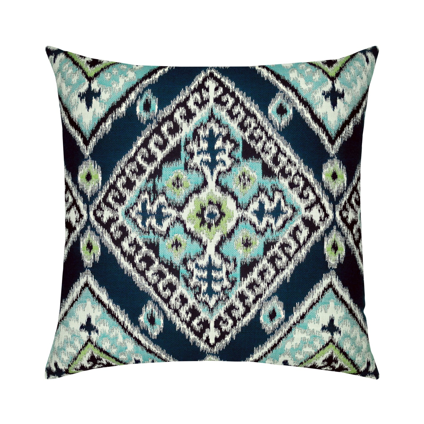Elaine Smith Ikat Diamond Peacock Outdoor Pillow 22" x 22"