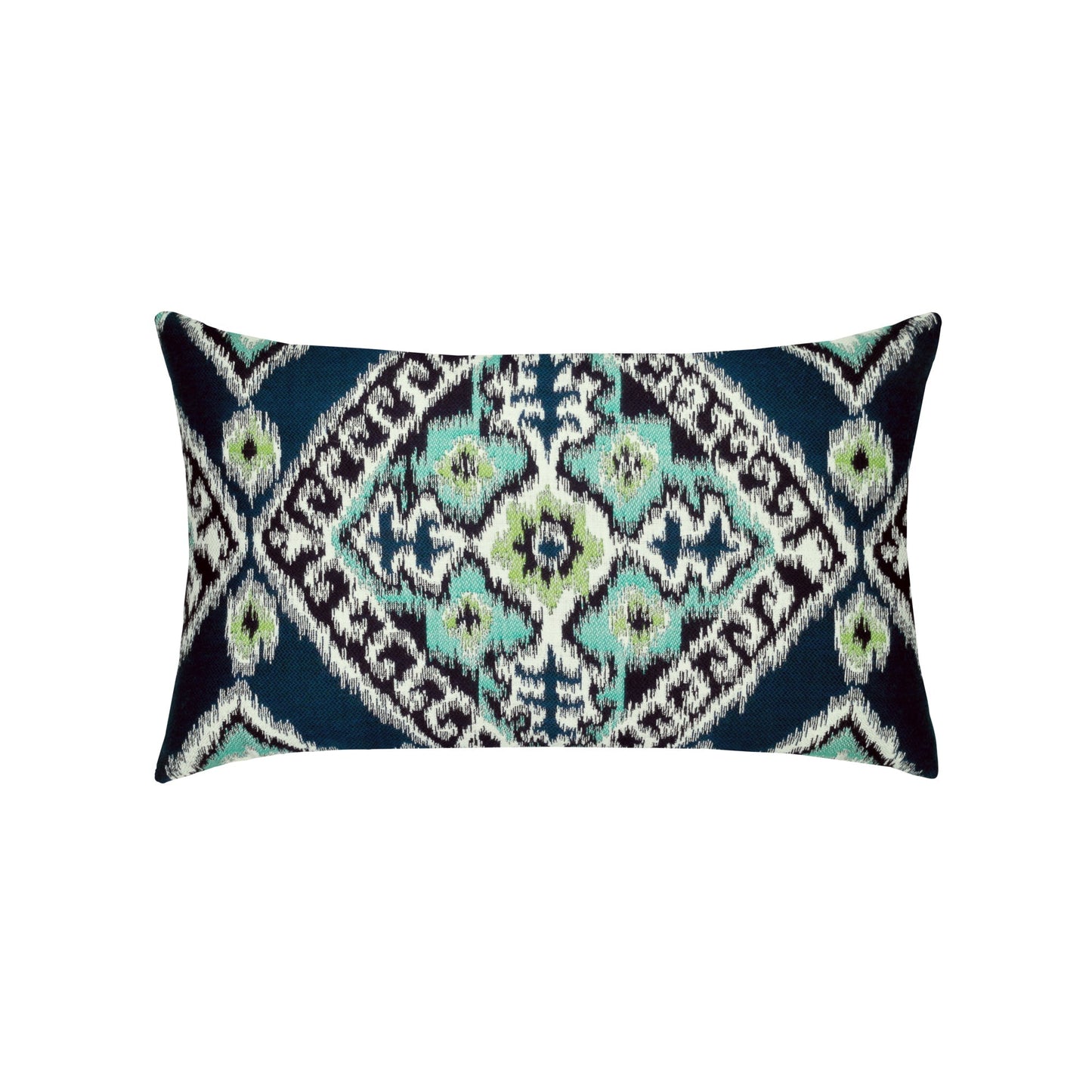 Elaine Smith Ikat Diamond Peacock Outdoor Pillow 12" x 20"