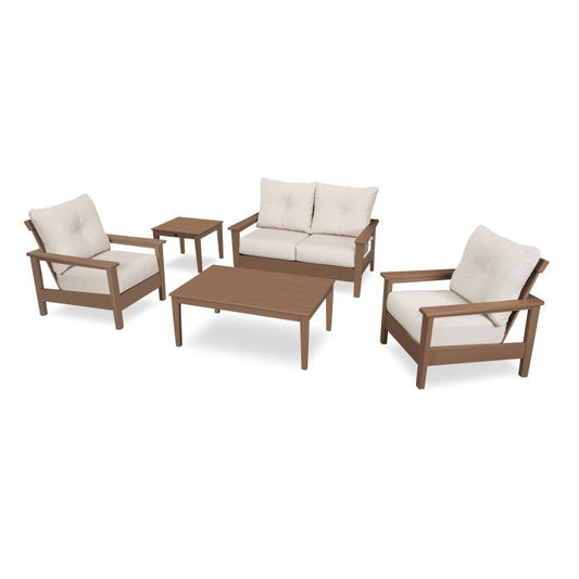 Prescott 5-Piece Deep Seating Set - Frame: Teak / Cushion: Antique Beige