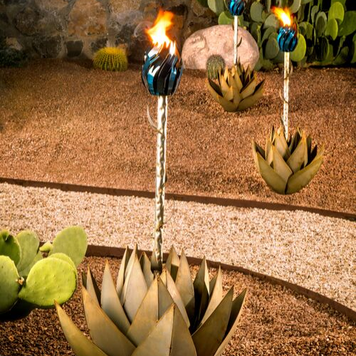 Outdoor Steel Blue Agave Torch