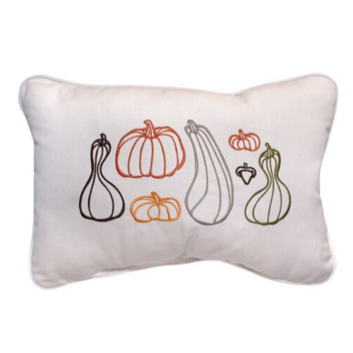 Fall Gourds Embroidered Outdoor Pillow
