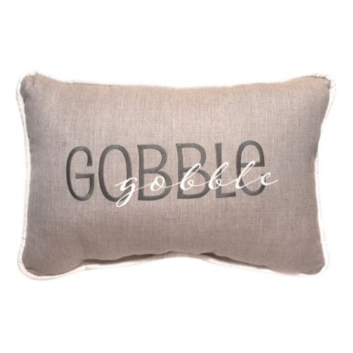Fall Gobble-Gobble Embroidered Outdoor Pillow