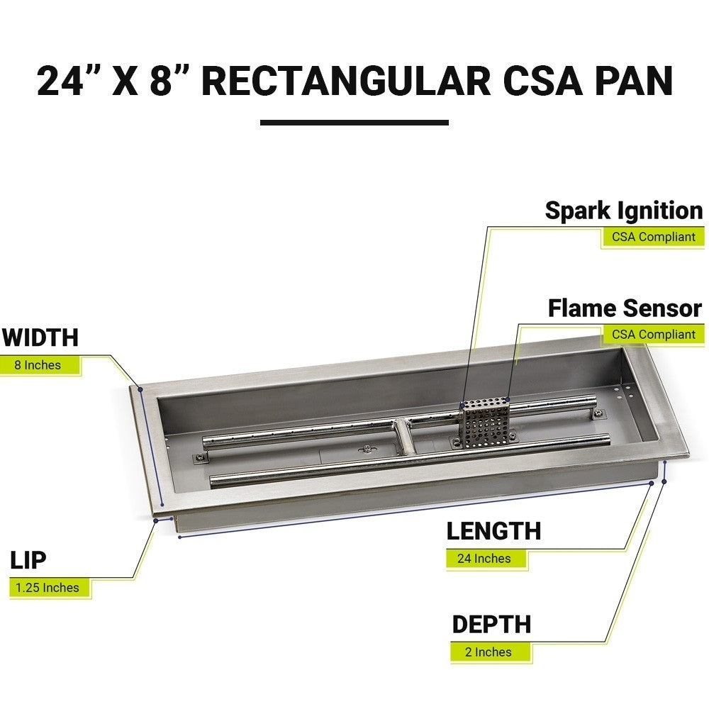 24" Stainless Steel Drop-in Fire Pit Kit