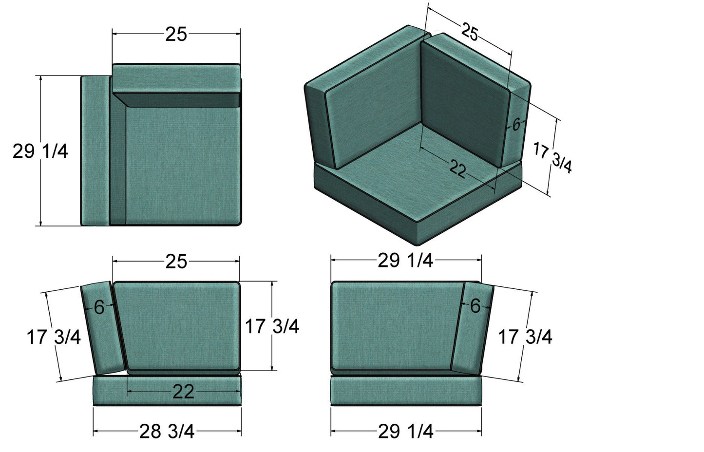 Malibu 90 degree Sectional Corner Replacement Cushion