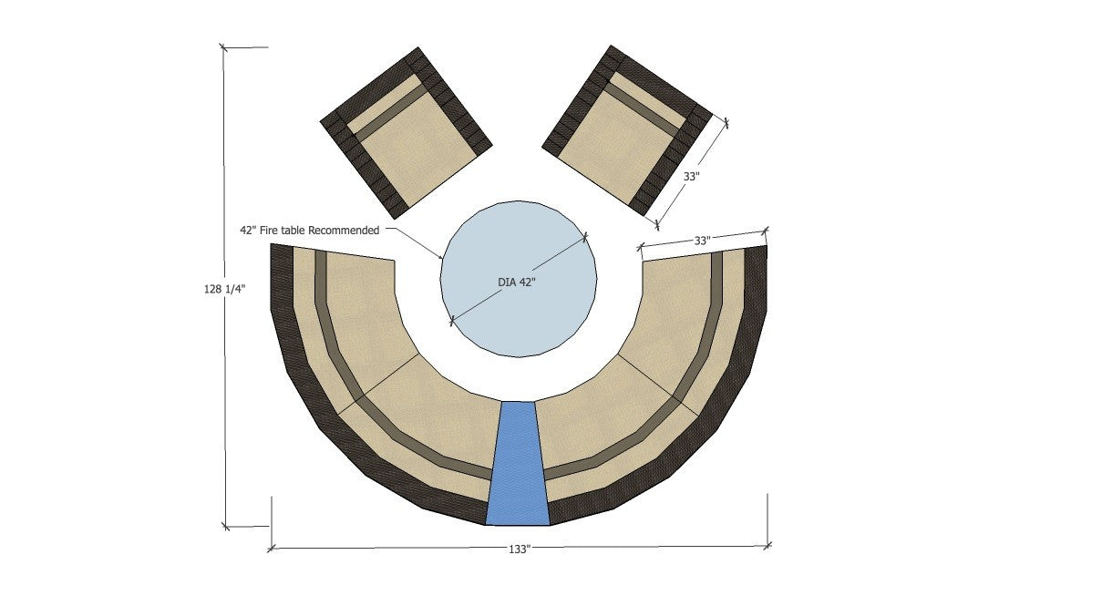 Terrace Collection 4-Piece Set (Side Wedge Not Included) CAD Image - Different setup