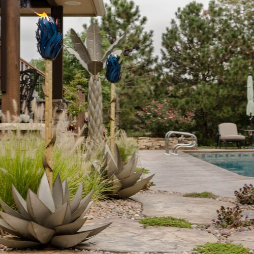 Outdoor Steel Blue Agave Torch