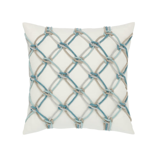 Elaine Smith Aqua Rope Outdoor Pillow 20" x 20"