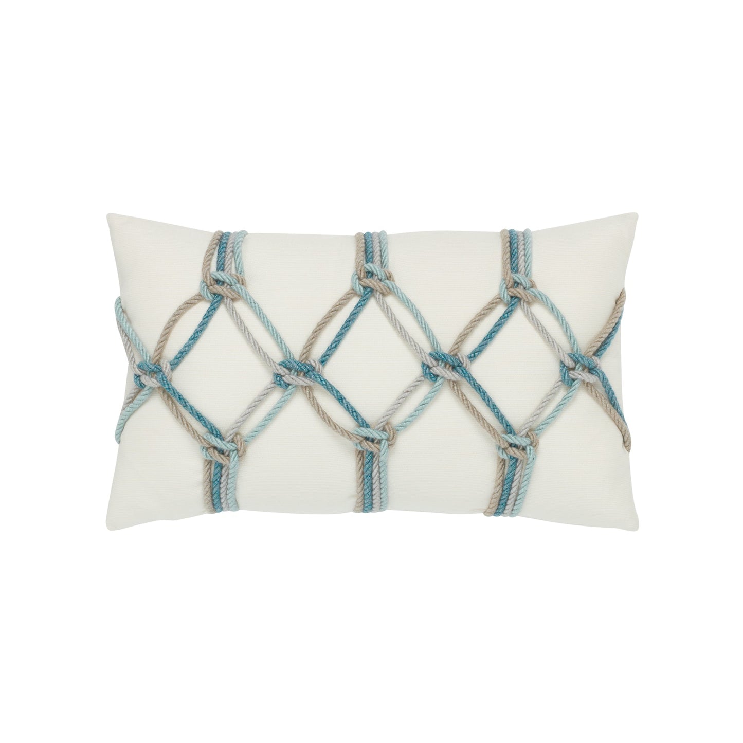 Elaine Smith Aqua Rope Outdoor Pillow 12" x 20"