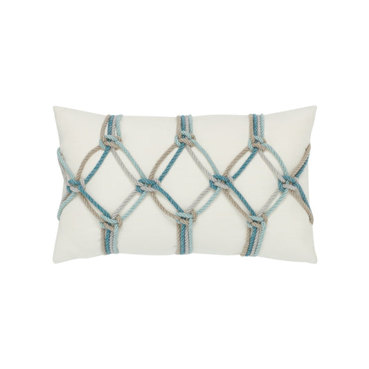 Elaine Smith Aqua Rope Outdoor Pillow 12" x 20"