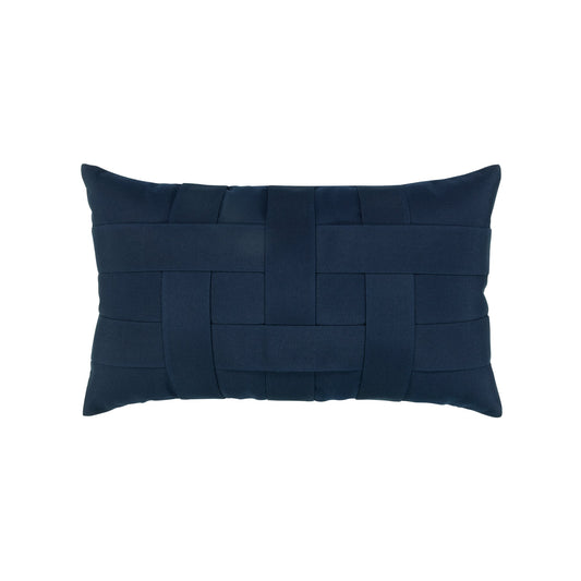 Elaine Smith Basketweave Navy Outdoor Pillow 12" x 20"