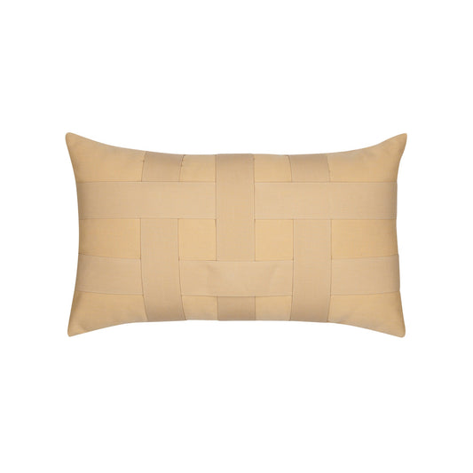 Elaine Smith Basketweave Wheat Outdoor Pillow 12" x 20"