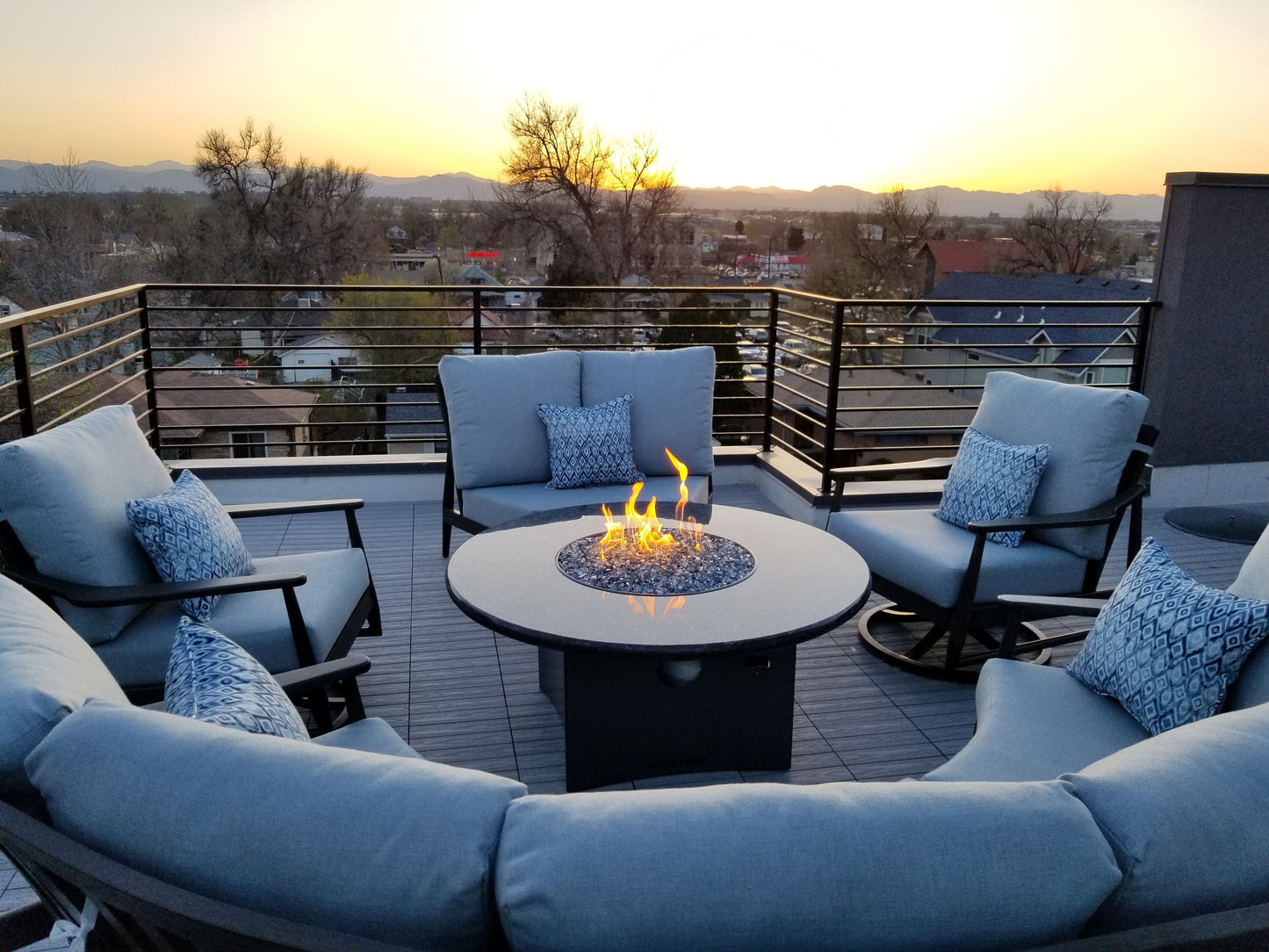 Customer photo shot of curve with gas fire pit