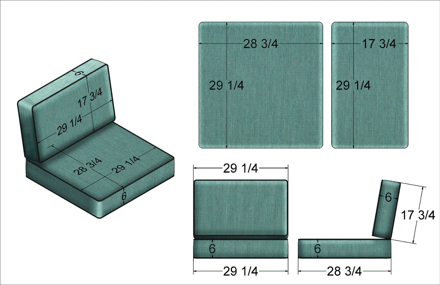 Malibu Sectional Middle Chair Replacement Cushions