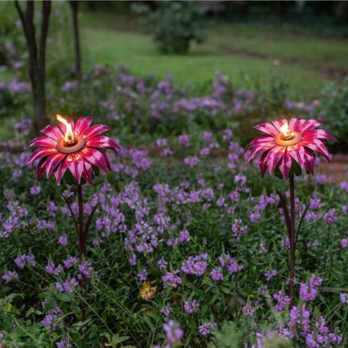 Outdoor Metal Bishop Dahlia Garden Torch 36"