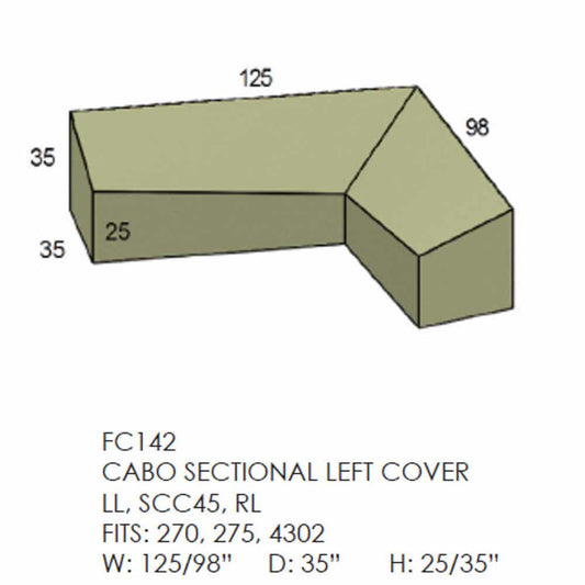 Cabo or Bainbridge Sectional (Left Side) Outdoor Cover