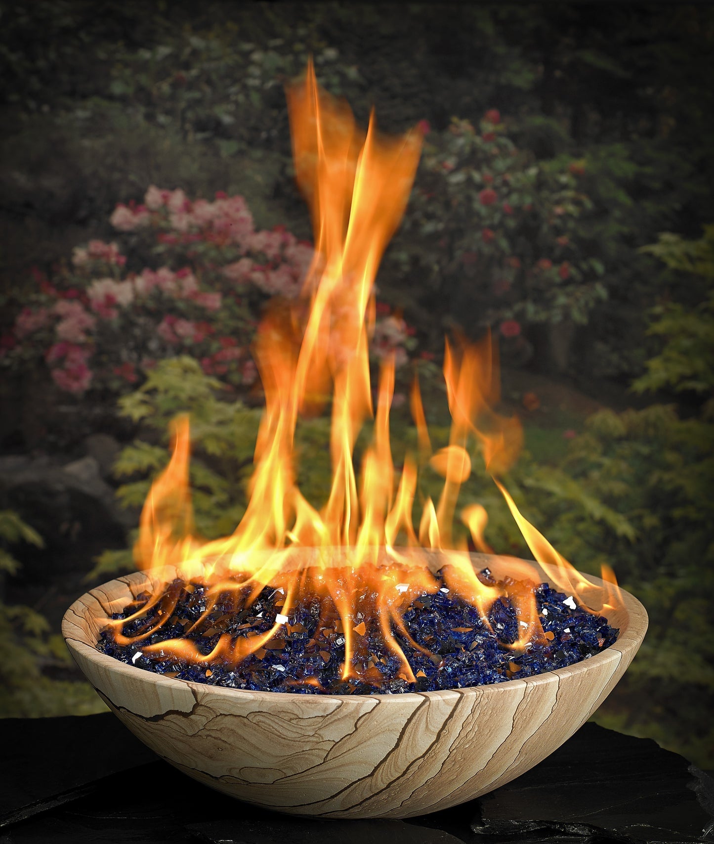 Fire bowl in use (not gold granite fire bowl)