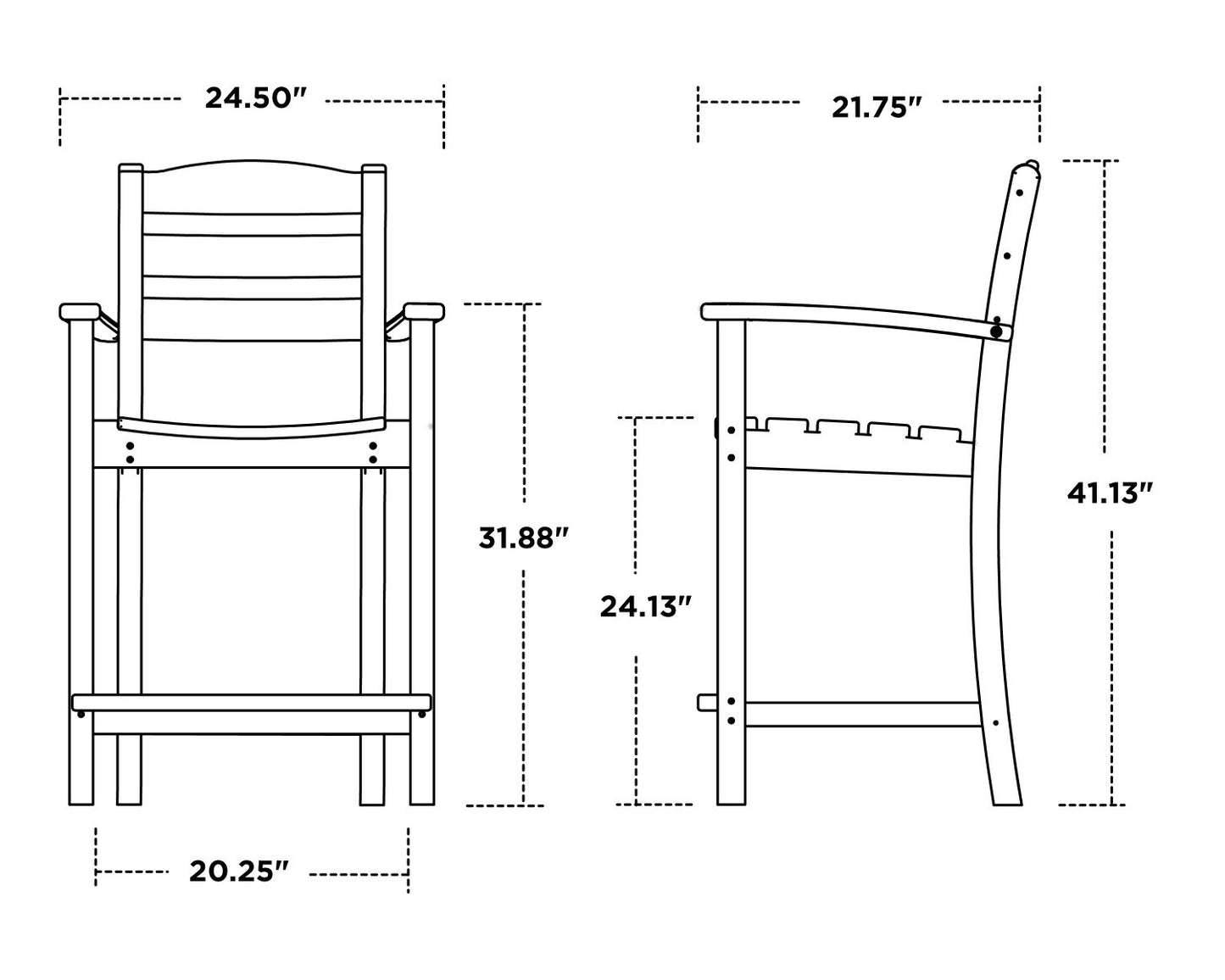 POLYWOOD La Casa Cafe Counter Arm Chair