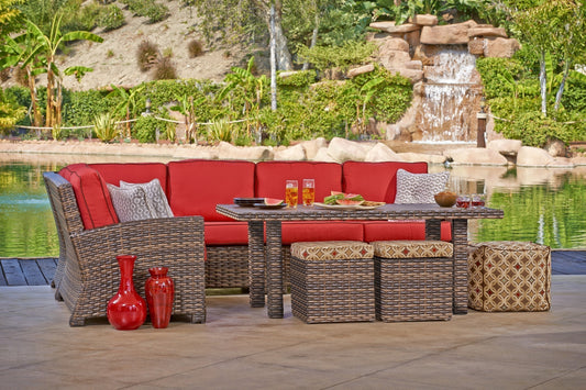 Lakeside Wicker 4 Piece 45 Degree L Sectional Set