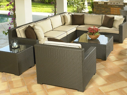 Melrose 9 Piece Wicker Sectional Set