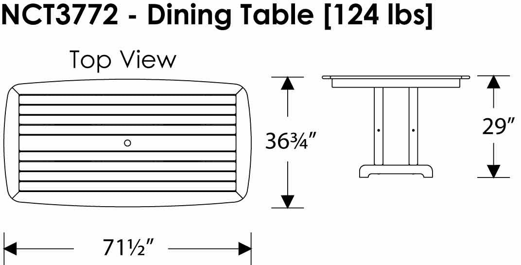 Polywood Nautical Collection 37x72" Dining Table Information