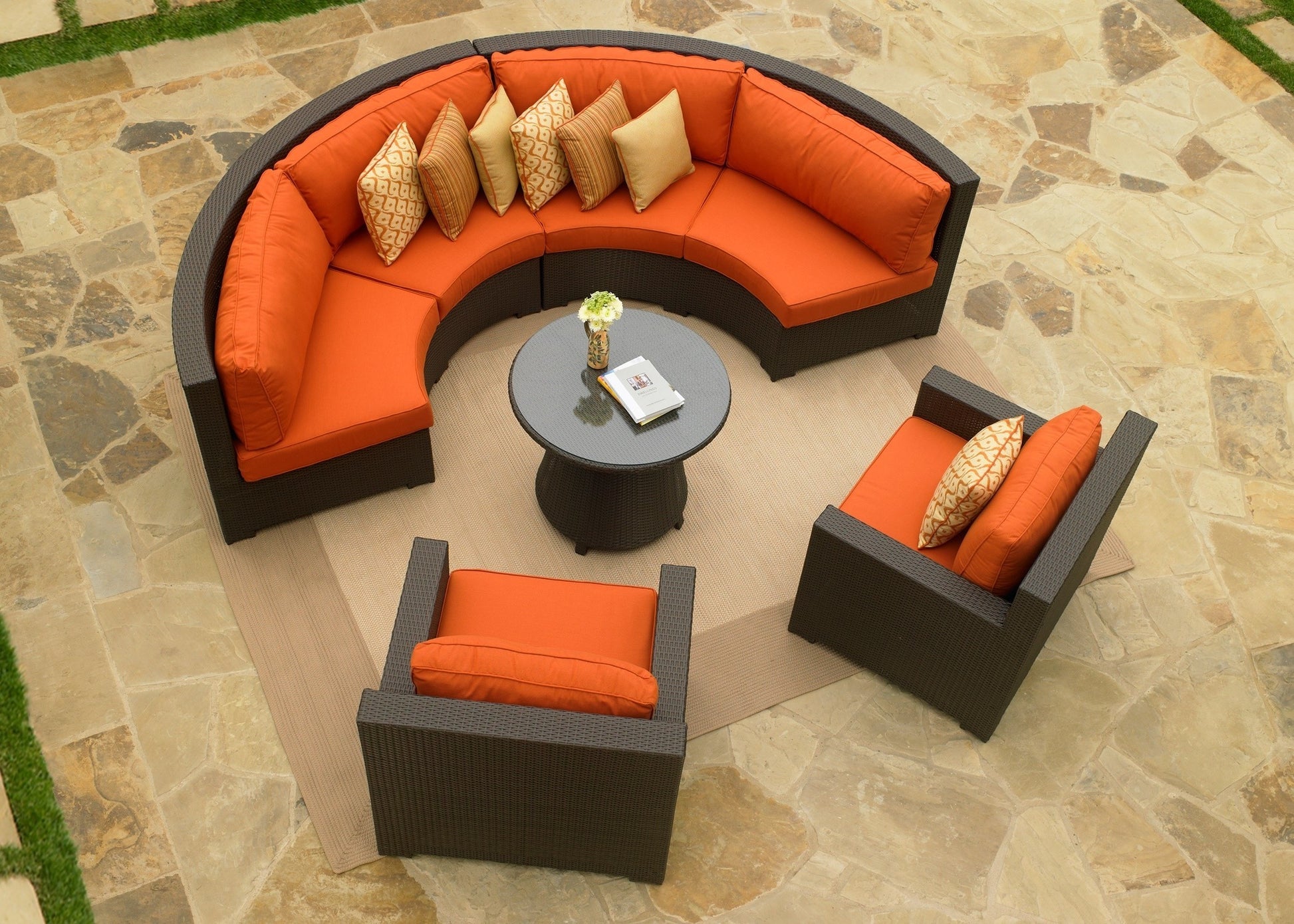 curved Sectional with 2 pieces pushed together