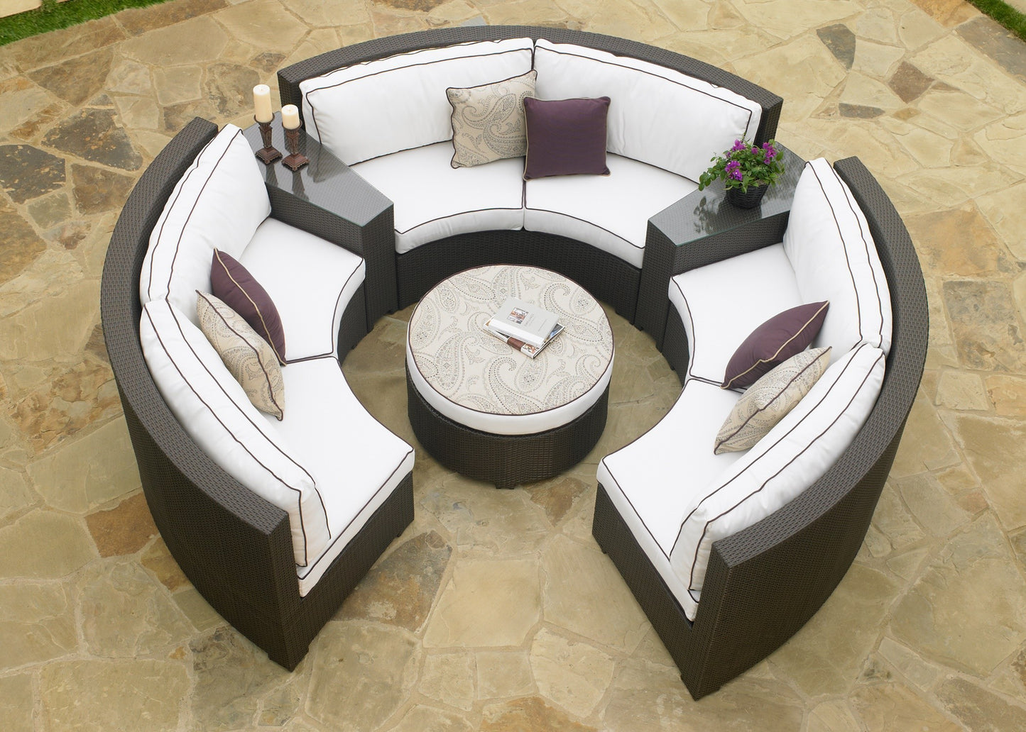 Northcape Malibu 6 Piece Wicker Curved Sectional Set