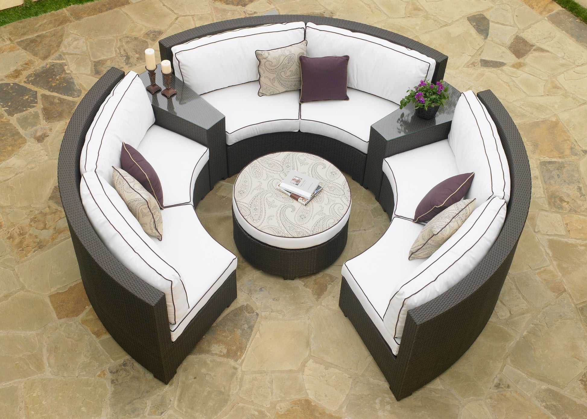 Northcape Malibu 6 Piece Wicker Curved Sectional Set