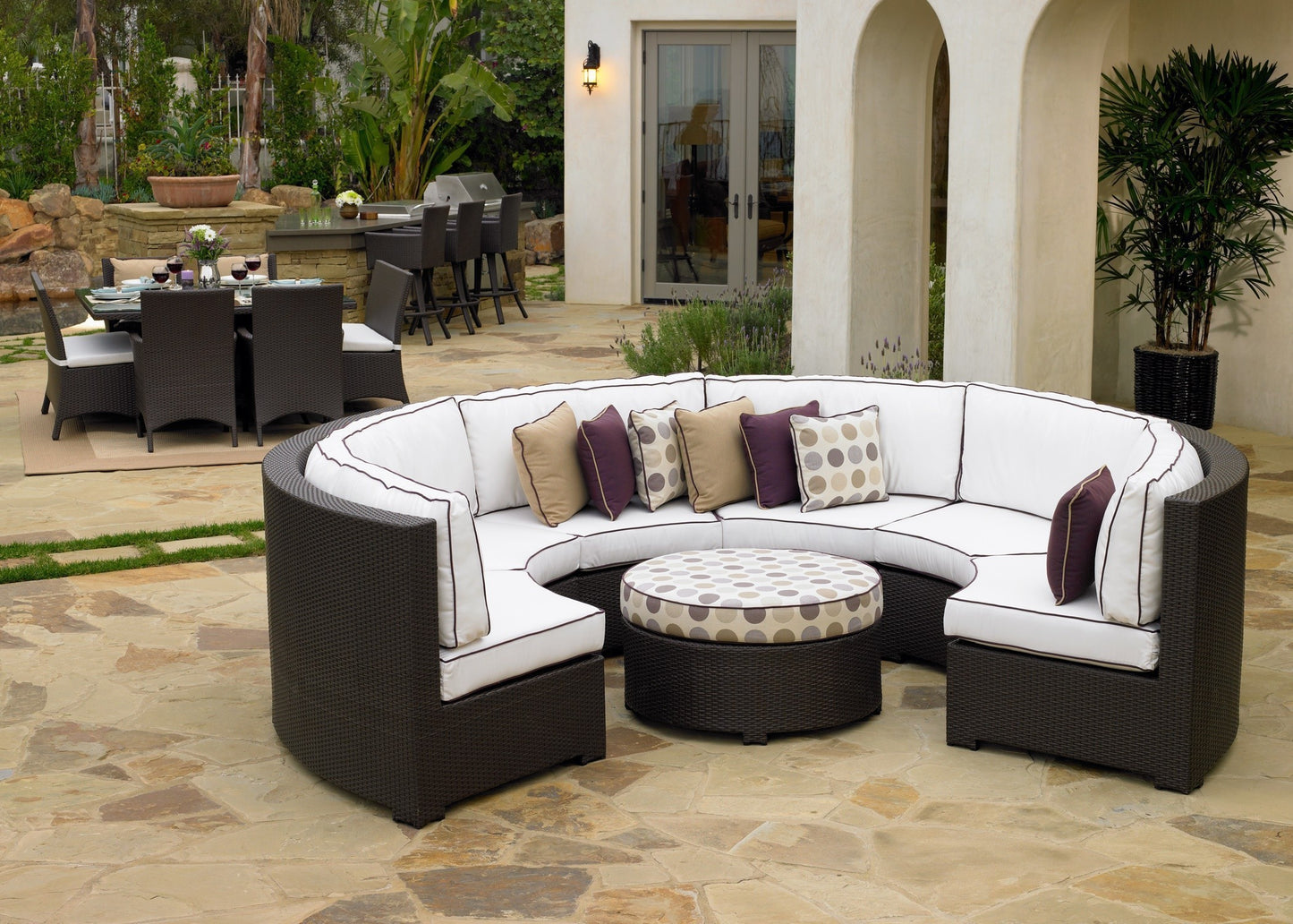 Northcape Malibu 6 Piece Wicker Curved Sectional Set