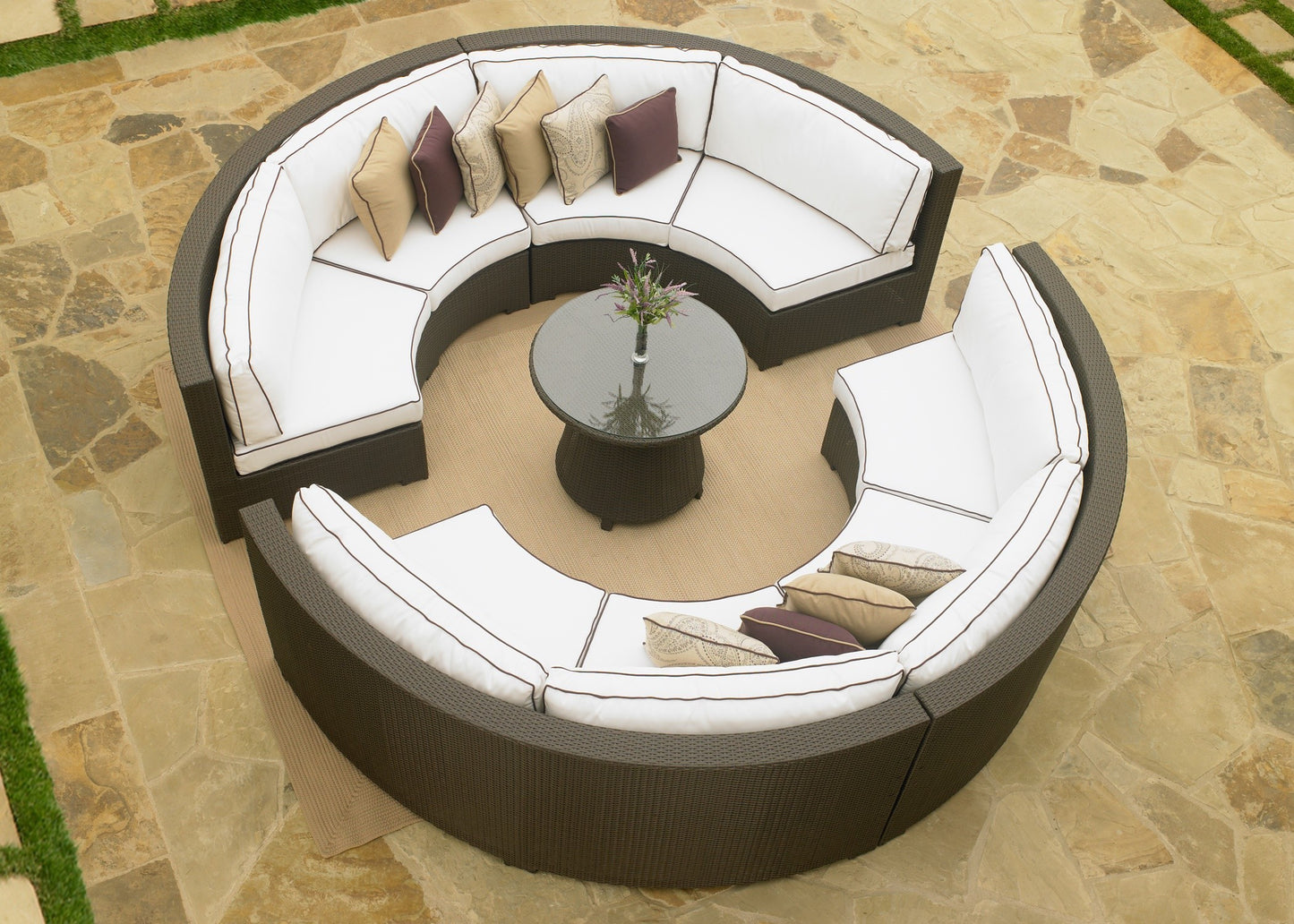 Malibu Wicker High Round Coffee Table Lifestyle Image