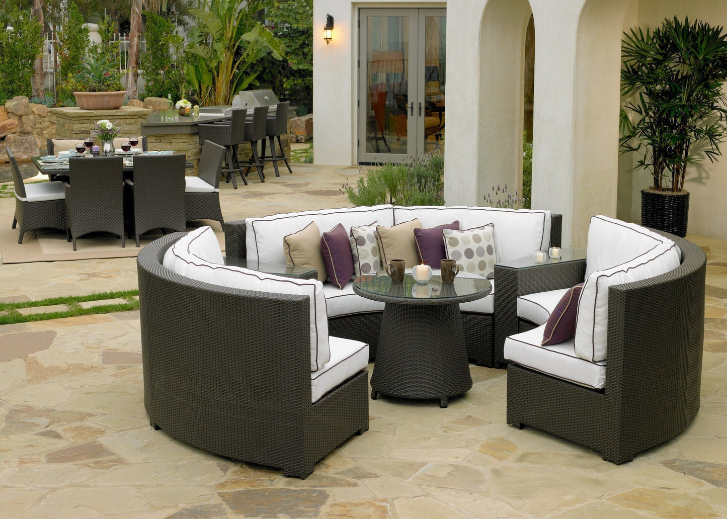 Malibu Wicker High Round Coffee Table  Lifestyle Image