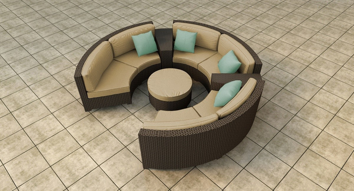 Northcape Malibu 6 Piece Wicker Curved Sectional Set (Canvas Heather Beige)