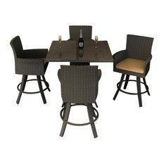 Malibu Wicker 36" Square Pub Table Lifestyle Image