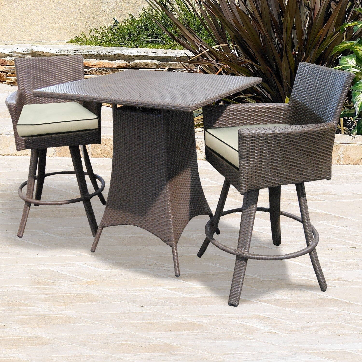 Malibu Wicker 36" Square Pub Table Lifestyle Image