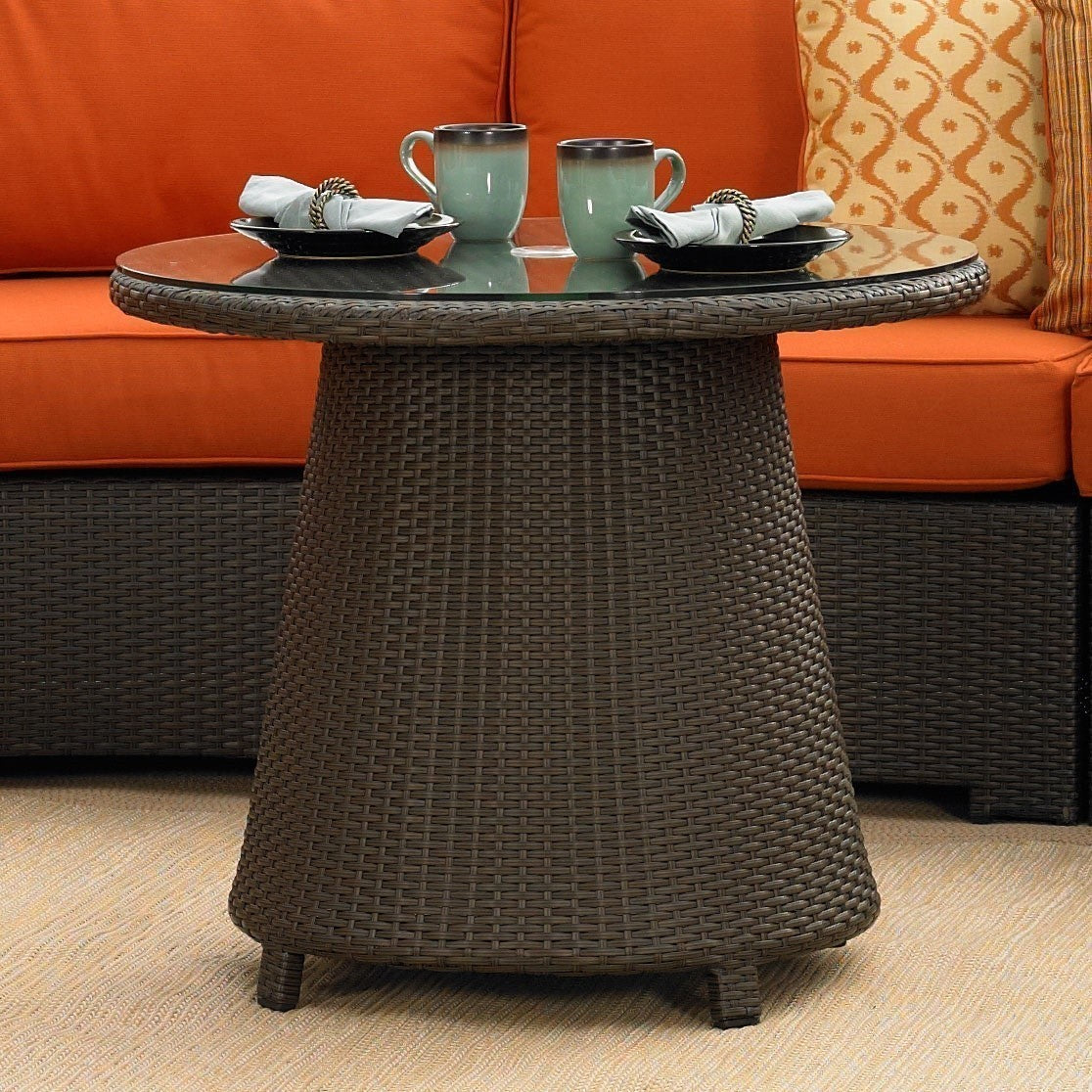Malibu Wicker High Round Coffee Table