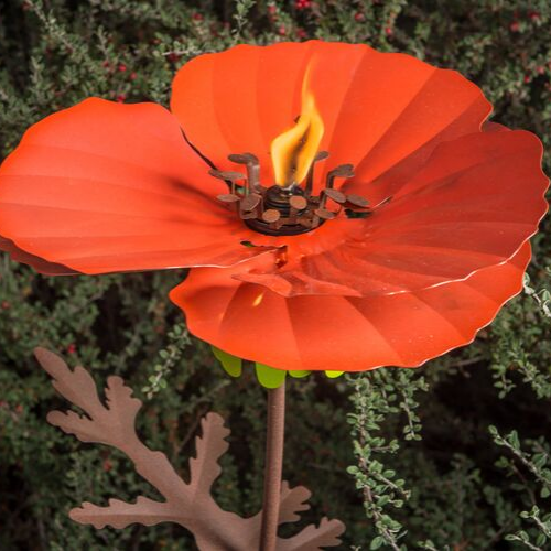 Outdoor Metal Poppy Flower Garden Torch