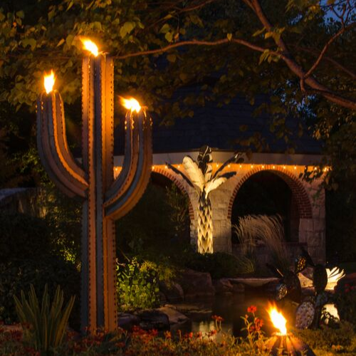 Outdoor Metal Saguaro Cactus Torch