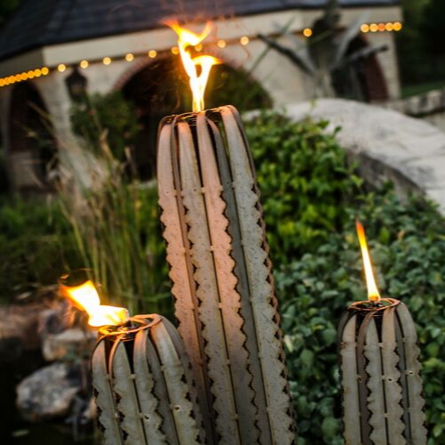 Outdoor Metal Saguaro Cactus Torch
