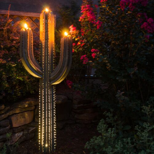 Outdoor Metal Saguaro Cactus Torch