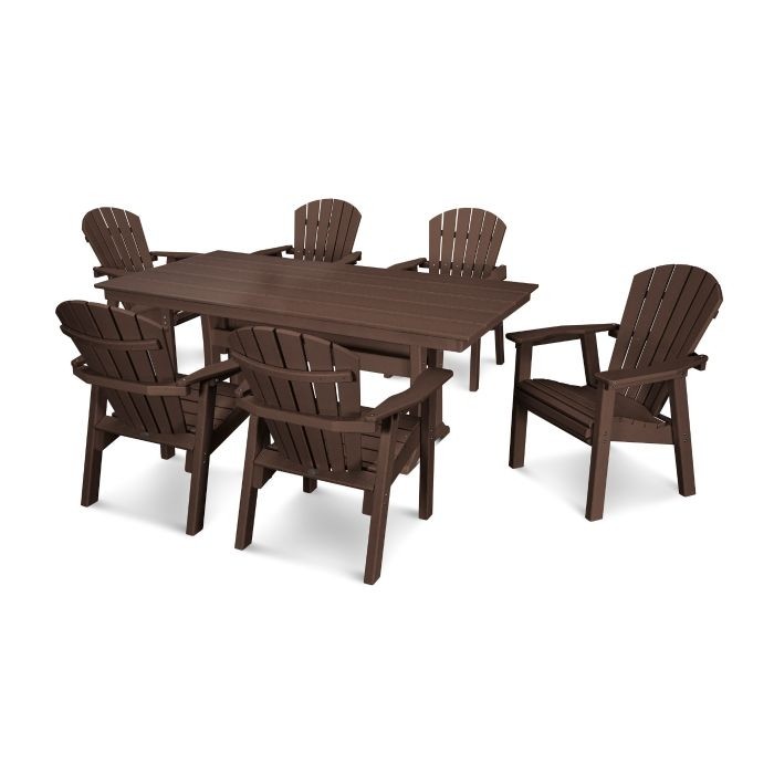 POLYWOOD Seashell Recycled Plastic 7 Piece Dining Set