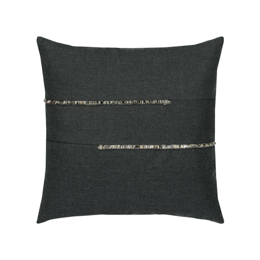 Elaine Smith Micro Fringe Carbon Outdoor Pillow 20" x 20"