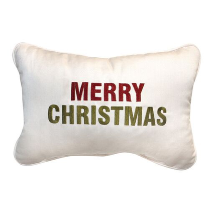 Merry Christmas Embroidered Pillow | Customizable