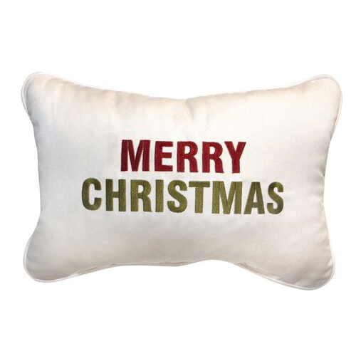 Merry Christmas Embroidered Pillow | Customizable