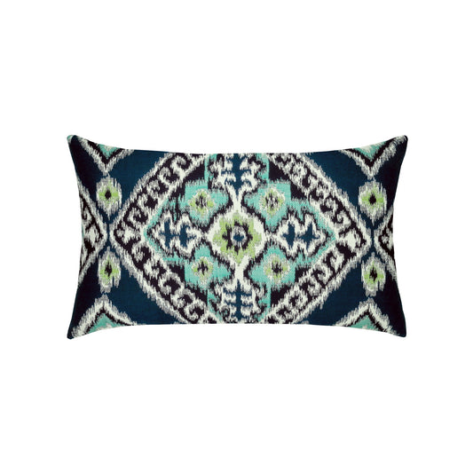 Elaine Smith Ikat Diamond Peacock Outdoor Pillow 12" x 20"