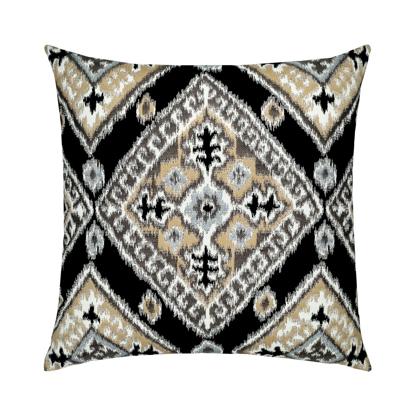 Elaine Smith Ikat Diamond Onyx Outdoor Pillow 22" x 22"
