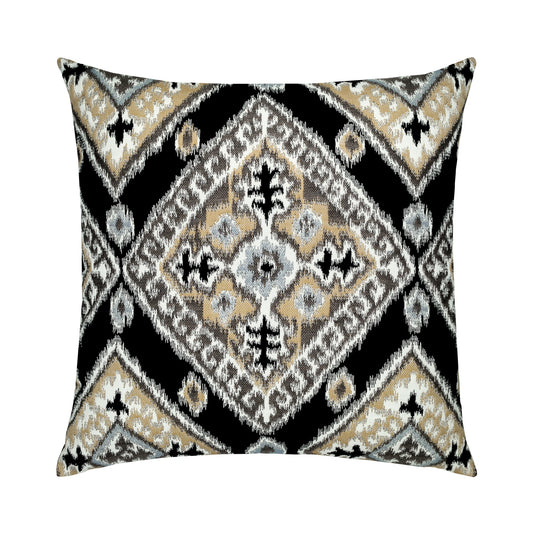 Elaine Smith Ikat Diamond Onyx Outdoor Pillow 22" x 22"