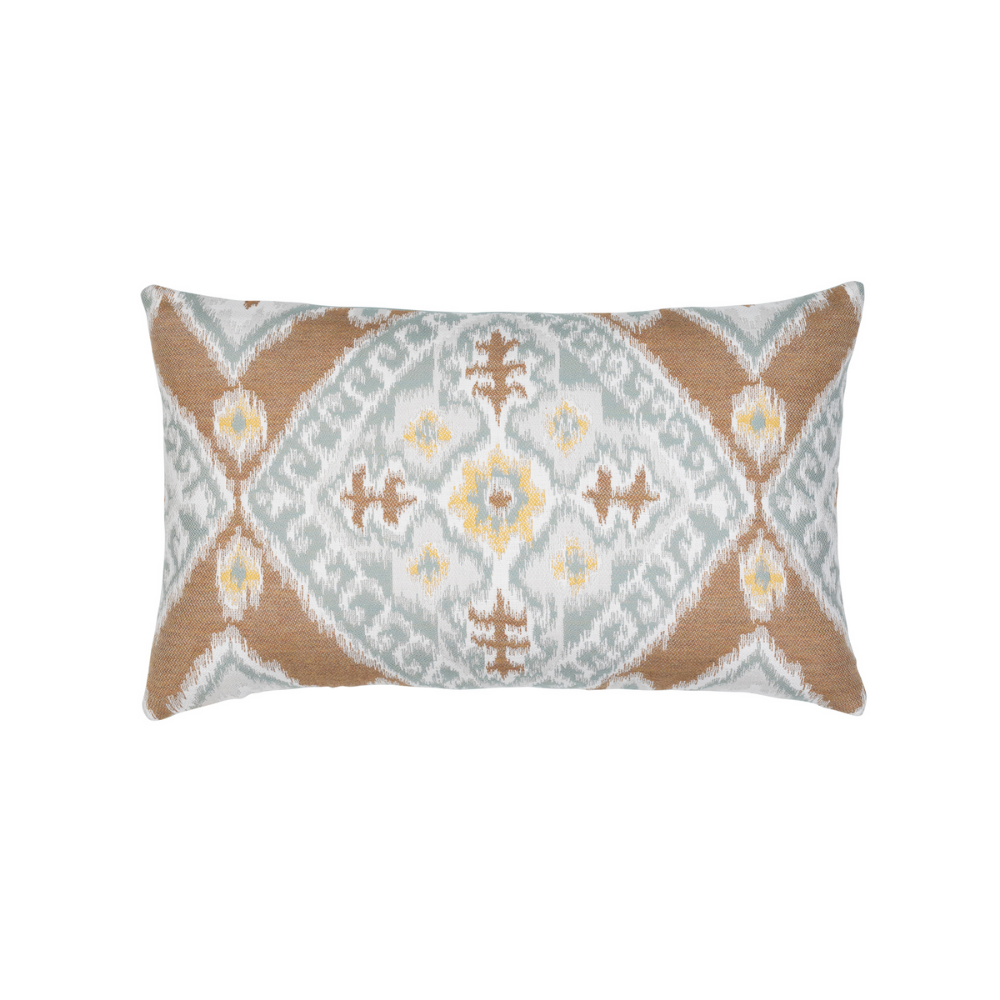 Elaine Smith Outdoor Ikat Diamond Caramel Lumbar