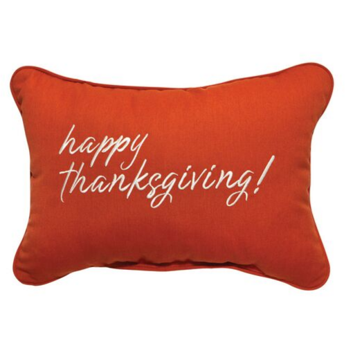 Happy Thanksgiving Embroidered Outdoor Pillow