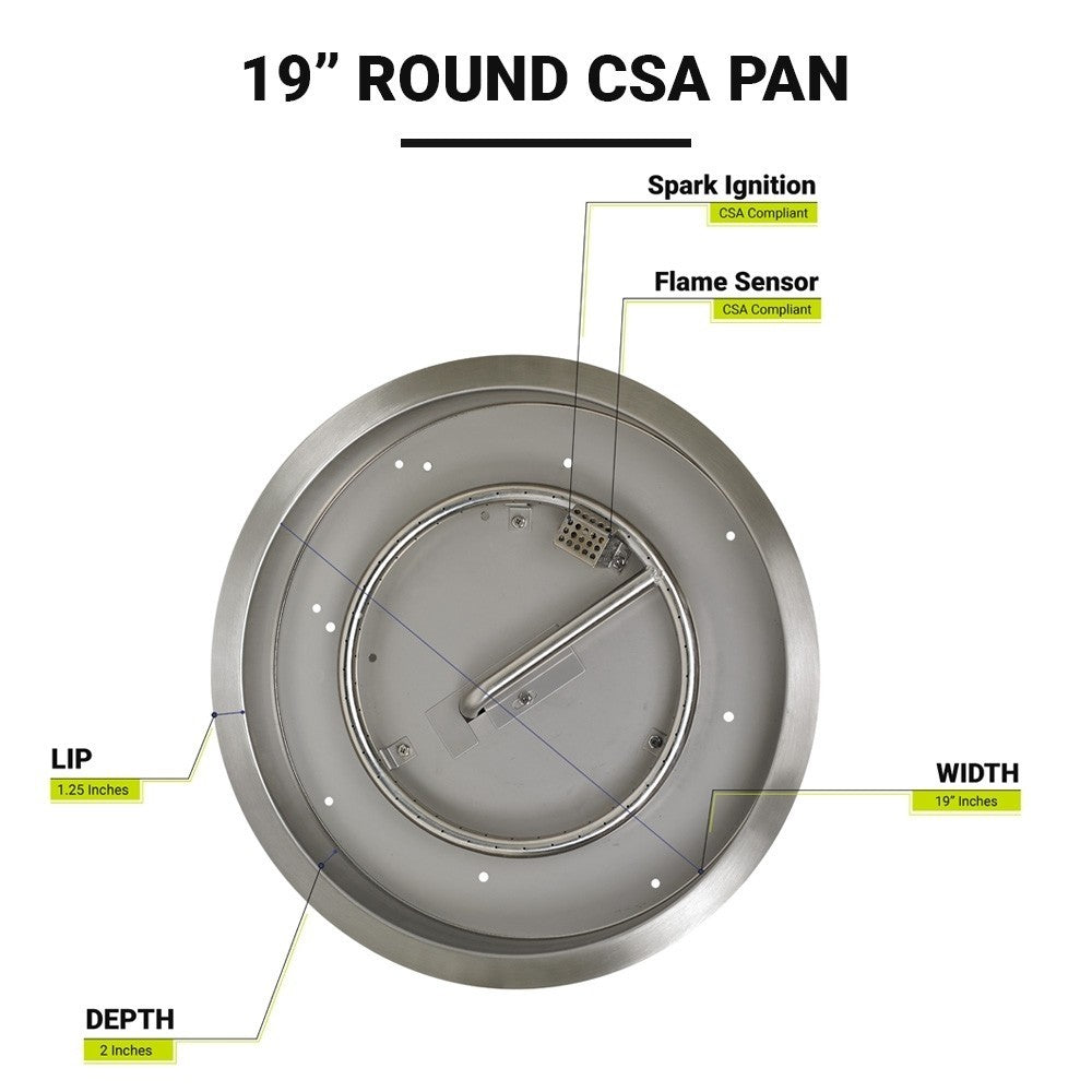 19" Round Stainless Steel Drop-in Fire Pit Pan Kit