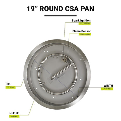 19" Round Stainless Steel Drop-in Fire Pit Pan Kit