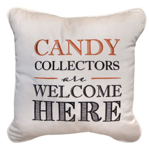 Halloween Candy Collectors Embroidered Outdoor Pillow